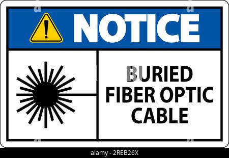 Notez le premier signe, câble à fibre optique enterré Illustration de Vecteur