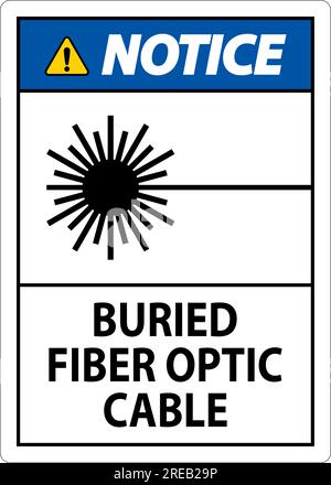 Notez le premier signe, câble à fibre optique enterré Illustration de Vecteur