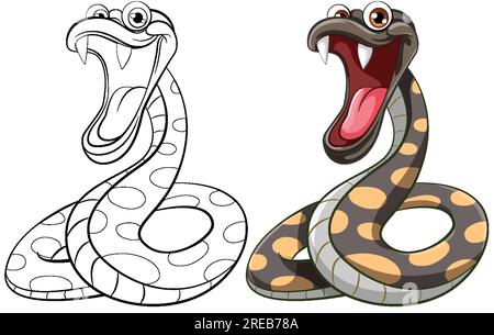 Illustration vectorielle de style dessin animé d'un serpent python à pois isolé sur un fond blanc Illustration de Vecteur