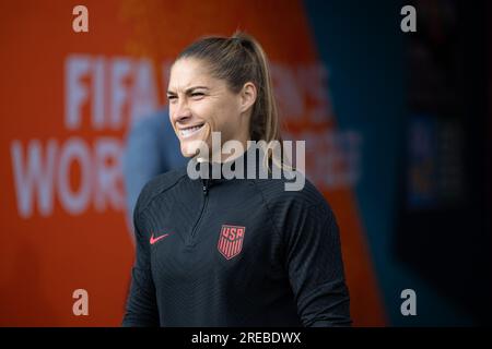 Wellington, Nouvelle-Zélande. 27 juillet 2023. Wellington, Nouvelle-Zélande, le 27 juillet 2023 : la gardienne Aubrey Kingsbury (21 États-Unis) est vue avant le match de football de la coupe du monde féminine de la FIFA 2023 entre les États-Unis et les pays-Bas au Wellington Regional Stadium à Wellington, en Nouvelle-Zélande. (Ane Frosaker/SPP) crédit : SPP Sport Press photo. /Alamy Live News Banque D'Images