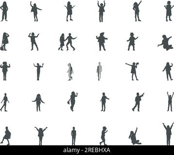 Silhouette d'enfants, silhouettes d'enfants, silhouette d'enfants, silhouette d'activités d'enfants, SVG d'enfants, Vecteur enfants Illustration de Vecteur