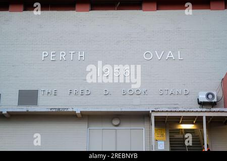 Perth, Aus. 26 juillet 2023. Perth, Australie, le 26 juillet 2023 : vue à l’extérieur du stade avant le match de football du groupe B de la coupe du monde féminine 2023 entre le Canada et la République d’Irlande au stade rectangulaire de Perth (HBF Park) à Perth, en Australie. (NOE lamas/SPP) crédit : SPP Sport Press photo. /Alamy Live News Banque D'Images