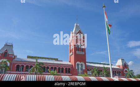 Gare centrale de Chennai, terminus ferroviaire principal dans la ville de Chennai, Tamil Nadu, Inde. Banque D'Images