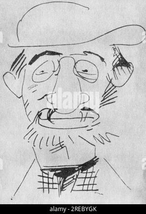Toulouse-Lautrec, Henri de, 24.11.1864 - 9,9.1901, peintre et graphiste français, autoportrait, scetch, ARTISTE LE DROIT D'AUTEUR N'EST PAS À EFFACER Banque D'Images