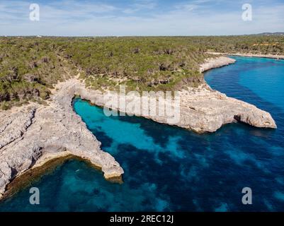 Caló d'en Perdiu, Parc naturel de Mondragó, zone municipale de Santanyí, Majorque, Îles Baléares, Espagne Banque D'Images