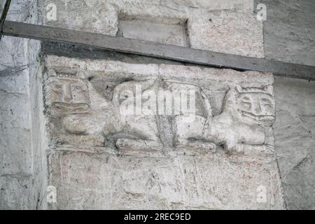 12e-Cantury Église de l'intercession sur le Nerl dans la région de Vladimir en Russie. Site classé au patrimoine mondial de l'UNESCO. Banque D'Images