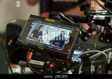 Équipe de tournage sur place à Hampstead Londres pour un film de Cole Spector, je ne suis pas amoureux. Banque D'Images