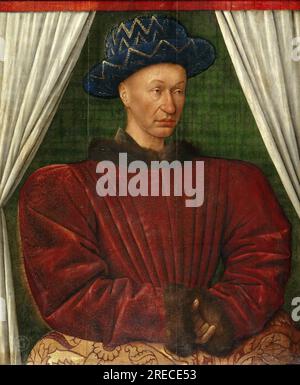 Fouquet, Jean (Tours c.1420 - c.1480) – Portrait de Charles VII, roi de France Banque D'Images