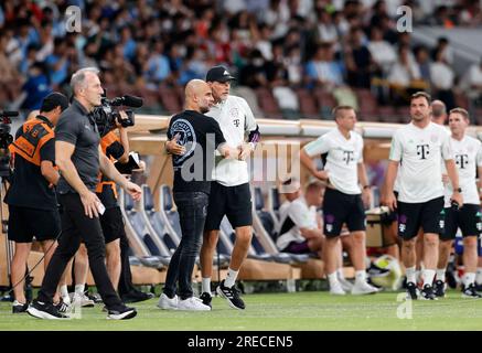 Stade national, Tokyo, Japon. 26 juillet 2023. Entraîneur-chef du PEP Guardiola (Manchester City), entraîneur-chef Thomas Tuchel (Bayern), 26 juillet 2023 - football/football : match amical entre le FC Bayern Munich 1-2 Manchester City au National Stadium, Tokyo, Japon. Crédit : AFLO/Alamy Live News Banque D'Images