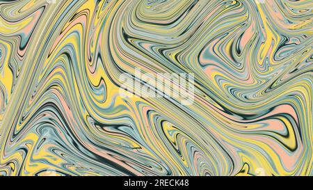 Fond abstrait effet peinture liquide. Vert, jaune, rose, bleu Banque D'Images