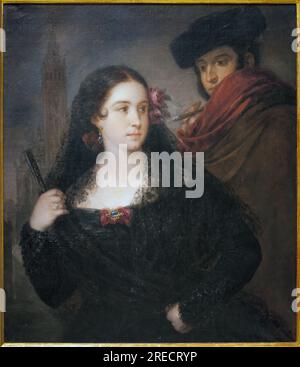 Couple de personnes agreables. Peinture de Jose Gutierrez de la Vega (1791-1865), huile sur toile, vers 1830. Musée des Beaux Arts de Séville, Espagne. Banque D'Images