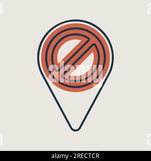 Icône isolée de schéma de broches interdite. Pointeur de carte. Manifestation, manifestation, manifestation, grève, révolution. Symbole graphique pour la conception de votre site Web, logo, Illustration de Vecteur