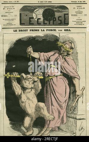 « Le droit prime la force ». Couverture in 'l'Eclipse' par Gill, le 25 mai 1873, Paris. Banque D'Images