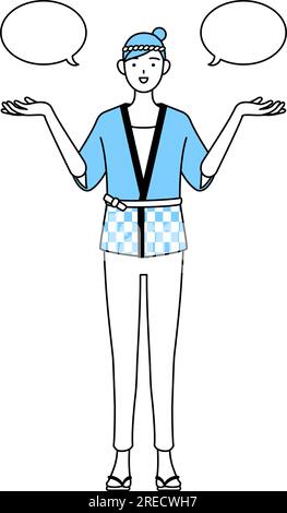 Femme portant manteau Happi pour les festivals d'été avec wipEout et comparaison, Vector Illustration Illustration de Vecteur