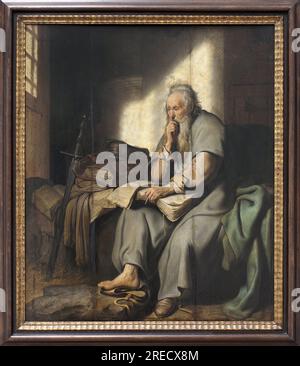 Saint Paul en prison. Peinture de Rembrandt Harmensz van Rijn (1606-1669), huile sur bois, 1627. Art flamand 17e siecle, art baroque. Stattsgalerie, Stuttgart (Allemagne). Banque D'Images