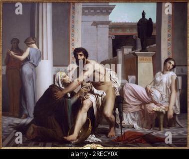 Ulysse connu par sa nourririce, Euryclee. Scène de l'Odyssée. Peinture de William Bouguereau (1825-1905), huile sur toile 1848. Art francais 19e siecle. Musée des Beaux Arts de la Rochelle. Banque D'Images