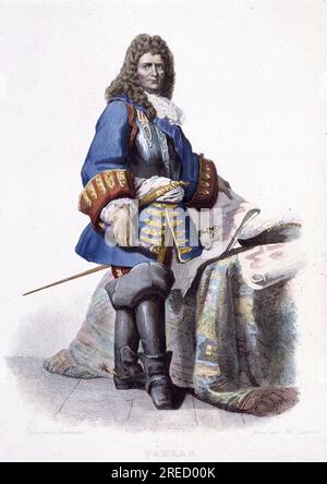 Portrait de Sébastien le Prestre de Vauban, marechal de France et ingenieur militaire (1633-1707). - Dans 'le Plutarque Français', 1844-1847 Banque D'Images