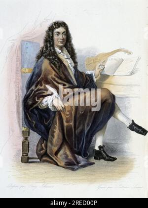 Jean Baptiste Lully (Giovanni Battista Lulli) (1632-1687), compositeur français d'origine italienne, surintendant de la musique de Louis XIV- in 'le Plutarque francais', par Mennechet, Paris, 1844-47 Banque D'Images