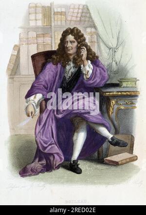 Portrait de Nicolas Boileau dit Boileau Despreaux (Boileau-Despreaux), ecrivain francais (1636-1711) in Ed Mennechet, 'le Plutarque francais', 1844-1847 Banque D'Images