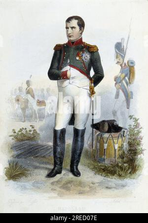 Napoléon Bonaparte (1768-1821), général, premier consul et empereur des francais- dans 'Le Plutarque francais', par Mennechet, Paris, 1844-47 Banque D'Images