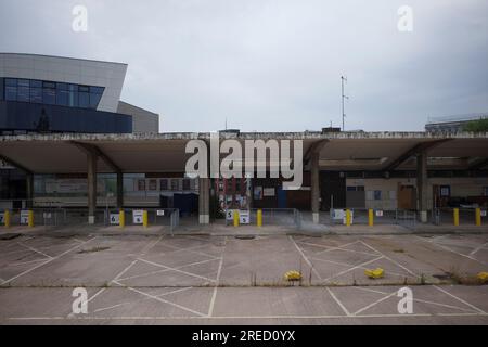 Ancienne gare routière abandonnée, Exeter Banque D'Images