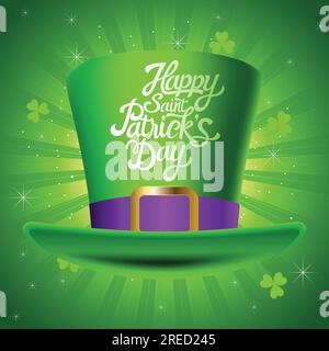 Illustration vectorielle du texte Happy Saint Patrick sur vert chapeau Illustration de Vecteur