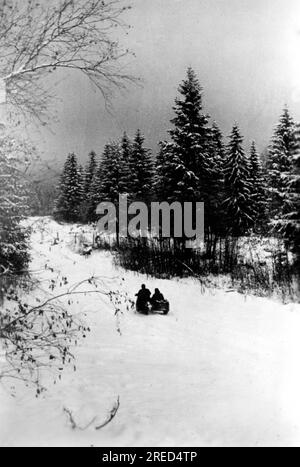 Lors de l'attaque allemande sur Moscou dans la partie centrale du front de l'est : motocycliste allemand près de Krasnajemise. Photo : G. Schmidt [traduction automatique] Banque D'Images