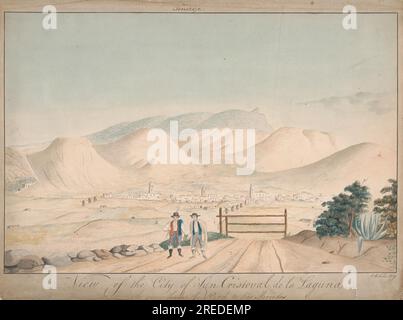 Vue de la ville de San Cristoval de la Laguna vue de la route de Las Mercedes 1819 par Alfred Diston Banque D'Images