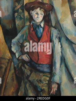 Titre : Garçon dans un gilet rouge Créateur : Paul Cézanne Date : 1888-1890 Dimensions : 65 x 54 cm support : huile sur toile lieu : National Gallery of Art, Washington, D.C. Banque D'Images