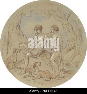 L'un des dix-huit dessins d'une série de plaques illustrant Vénus et Adonis par Hablot Knight Browne Banque D'Images