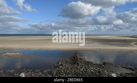 Kniepsand Haken Beach, Wittdün, Amrum, Îles frisonnes, Mer des Wadden, Mer du Nord, Allemagne Banque D'Images