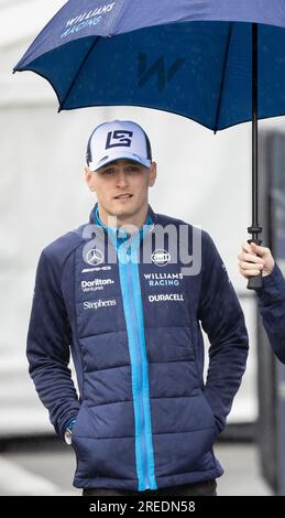 Spa, Belgique. 27 juillet 2023. Williams Racing le pilote américain Logan Sargeant en photo devant le Grand Prix de Formule 1 de Spa-Francorchamps, le 14e GP (sur 24) du championnat du monde, à Spa-Francorchamps, jeudi 27 juillet 2023. Cette année, c’est le 78e GP de Belgique. BELGA PHOTO BENOIT DOPPAGNE crédit : Belga News Agency/Alamy Live News Banque D'Images