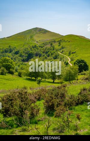 Vue vers le bas de North Hill dans les Malvern Hills à Great Malvern Banque D'Images