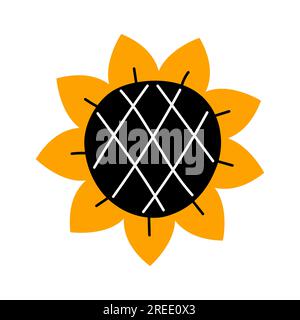Tournesol. Icône d'esquisse dessinée à la main. Illustration vectorielle isolée dans le style de ligne doodle. Illustration de Vecteur
