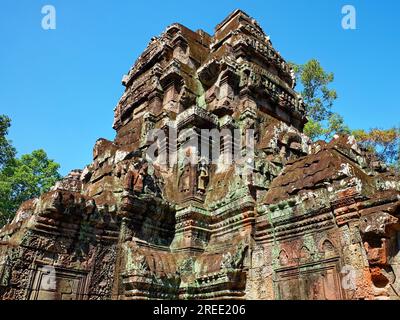 Ta Som, un temple khmer pittoresque construit en latérite, architecture ancienne asiatique. Banque D'Images