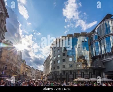 Vienne : rue Graben, place stock-im-Eisen-Platz, Haas-Haus en 01. Vieille ville, Wien, Autriche Banque D'Images