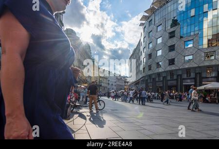 Vienne : rue Graben, place stock-im-Eisen-Platz, Haas-Haus en 01. Vieille ville, Wien, Autriche Banque D'Images