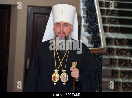 Non exclusif : KIEV, UKRAINE - 27 JUILLET 2023 - Primat de l'Église orthodoxe d'Ukraine, métropolite de Kiev et de toute l'Ukraine sa Béatitude Epiphaniu Banque D'Images