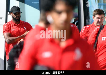 Cakovec, Croatie. 27 juillet 2023. Moussa Dembele, le joueur de l'équipe nationale française, l'actuel footballeur du club saoudien Al-Ettifaq et Steven Gerrard participeront à un match amical contre le FK Rabotnicki Skopje à Cakovec, en Croatie, le 27 juillet 2023. Photo : Vjeran Zganec Rogulja/PIXSELL crédit : Pixsell/Alamy Live News Banque D'Images