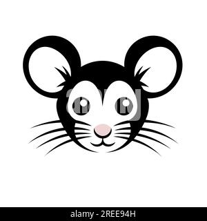 Illustration vectorielle de la silhouette noire de la tête d'une souris animale Illustration de Vecteur
