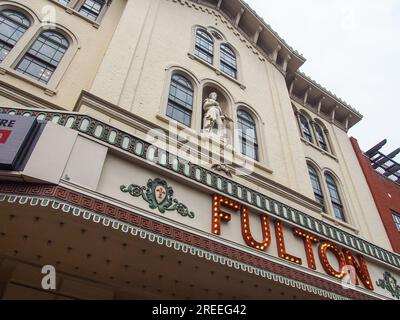 Fulton Theatre marquee, Lancaster, Pennsylvanie, 5 juin 2023, © Katharine Andriotis Banque D'Images