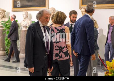 Rome, . 27 juillet 2023. 07/27/2023 Rome, salle Campidoglio de la Protomoteca Camera ardente pour Andrea Purgatori. En photo : Roberto Scarpinato PS la photo peut être utilisée dans le respect du contexte dans lequel elle a été prise, et sans intention diffamatoire du décorum des personnes représentées. Crédit : Agence photo indépendante/Alamy Live News Banque D'Images