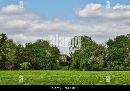 Woerlitzer Park, Temple de Vénus derrière des arbres Banque D'Images