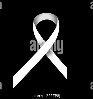 Le ruban de conscience de couleur blanche ou perle représente le cancer du poumon, le carcinome épidermoïde, le cancer cervical ou le rétinoblastome Illustration de Vecteur