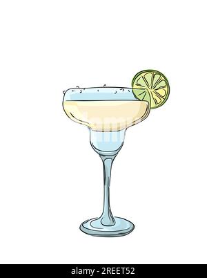 Cocktail Margarita sur fond blanc, illustration vectorielle Banque D'Images