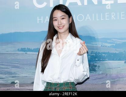 Séoul, Corée du Sud. 27 juillet 2023. L'actrice sud-coréenne Won Ji-an assiste à un photocall pour l'événement Tweed de Chanel Collection à Séoul, Corée du Sud, le 27 juillet 2023. (Photo : Lee Young-ho/Sipa USA) crédit : SIPA USA/Alamy Live News Banque D'Images