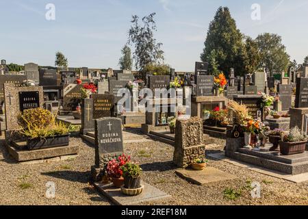 TABOR, RÉPUBLIQUE TCHÈQUE - 14 SEPTEMBRE 2020 : cimetière dans la banlieue de Cekanice de la ville de Tabor, République tchèque Banque D'Images