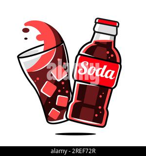 Retro Soda peut mascotte. Personnage mignon dans le style de bande dessinée rétro tendance des années 60 70. Vecteur dessiné à la main Illustration de Vecteur