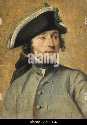 Portrait de Ludolf Backhuysen II, Peintre et Dragoon, petit-fils du Marinier Ludolf Backhuysen I entre 1735 et 1750 par Cornelis Troost Banque D'Images