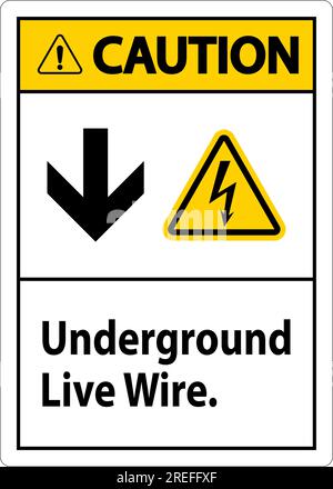 Avertissement, câble sous tension souterrain. Illustration de Vecteur